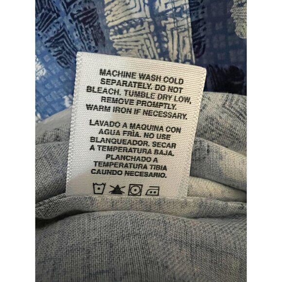 Nat Nast Mens Vintage Blue Silk Button Front Camp Shirt Large Pocket Lightweight - Picture 8 of 8